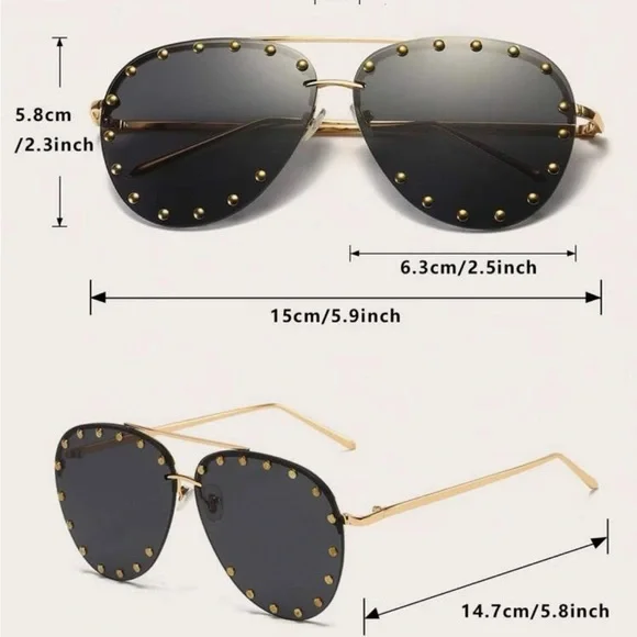Studded Aviator Sunglasses - Picture 4 of 5